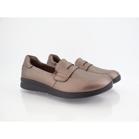 Clarks Women's Ellowyn Penny Loafer Womens 12 Wide Bronze Metallic Slip On Shoes - Picture 1 of 12